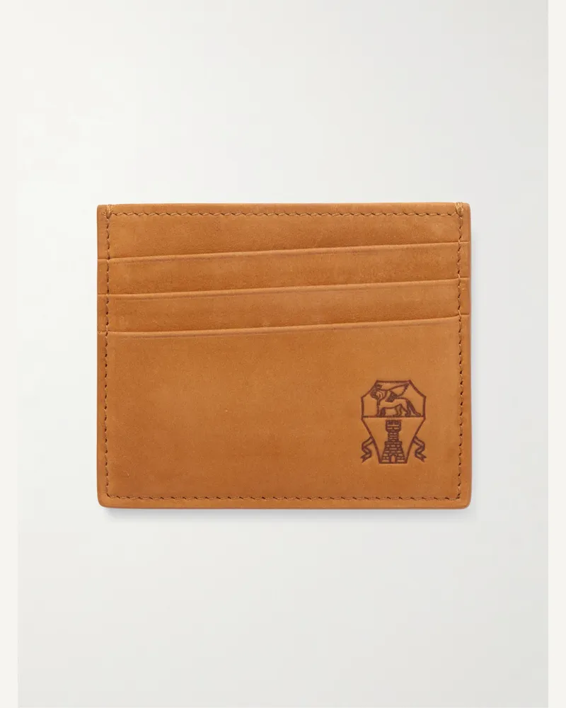 Brunello Cucinelli Logo-Debossed Leather Cardholder Brown