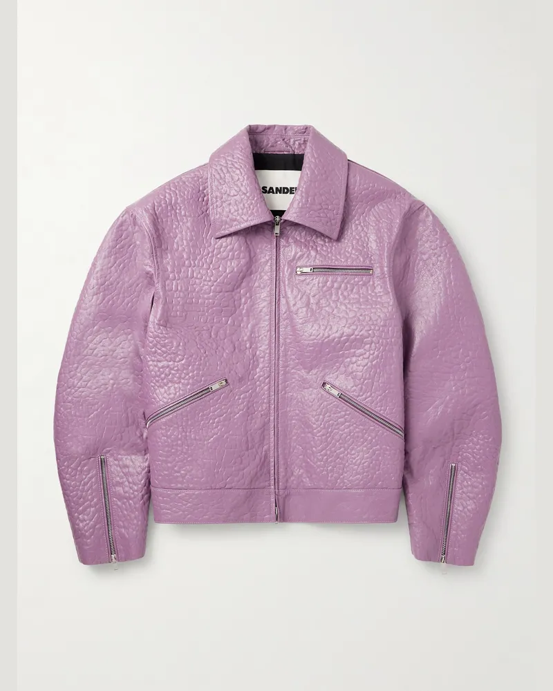 Jil Sander Jacke aus genarbtem Leder Lila