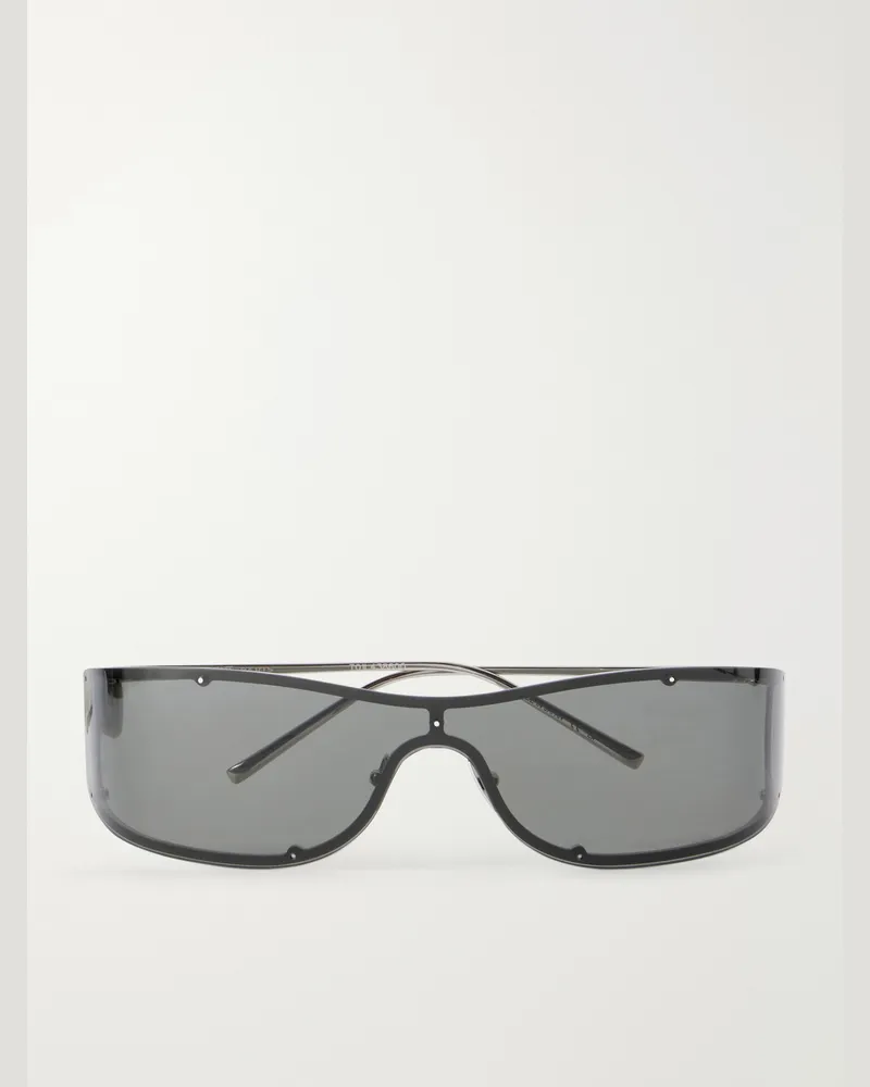 Saint Laurent Mask Aviator-Style Acetate Sunglasses Silver