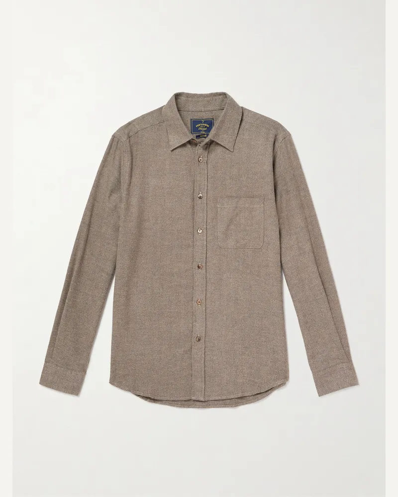 Portuguese Flannel Espiga Hemd aus Baumwolle mit Fischgratmuster Braun