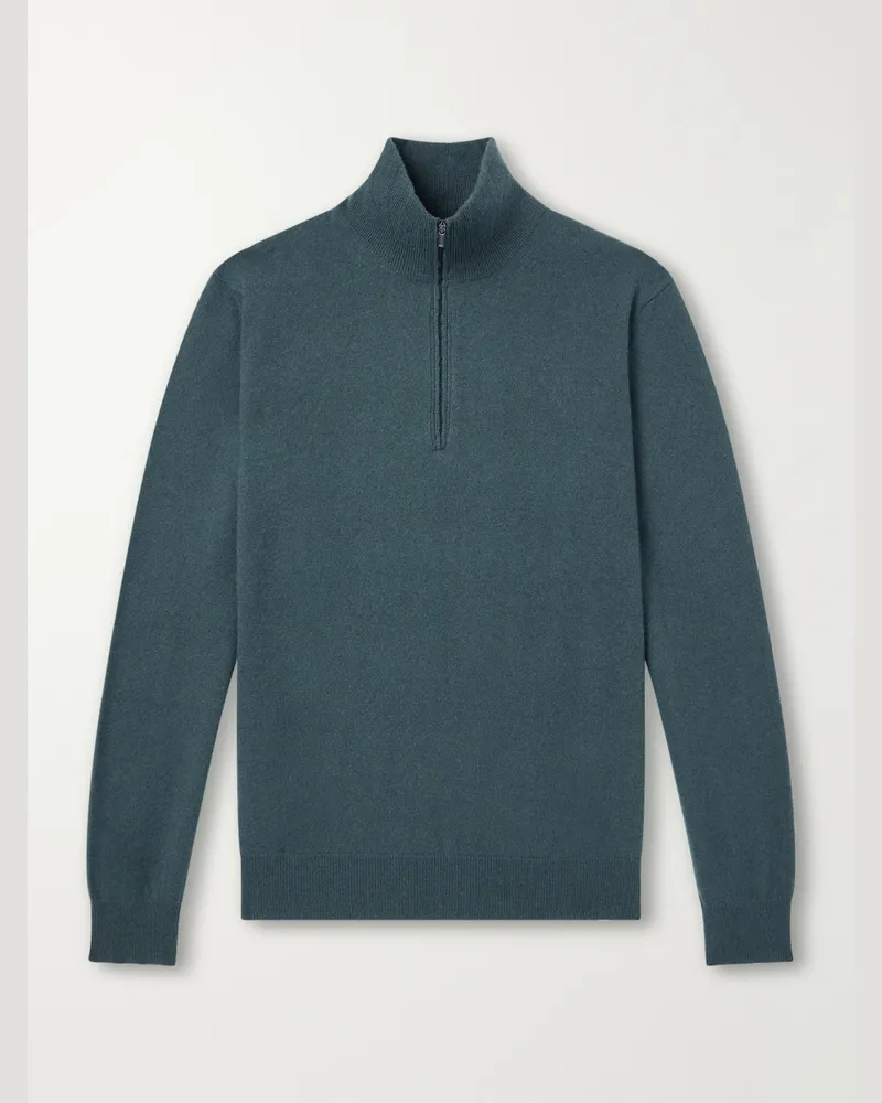 Massimo Alba Liam Cashmere Half-Zip Sweater Green