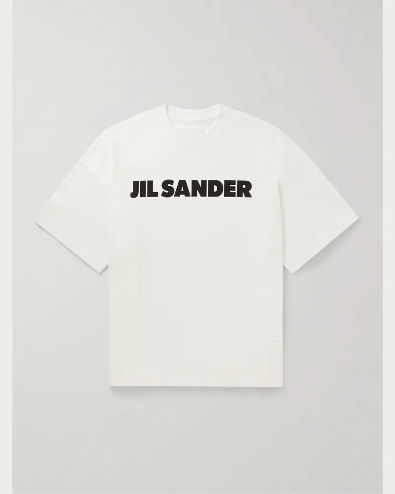 Jil Sander Logo-Printed Cotton-Jersey T-Shirt Neutrals