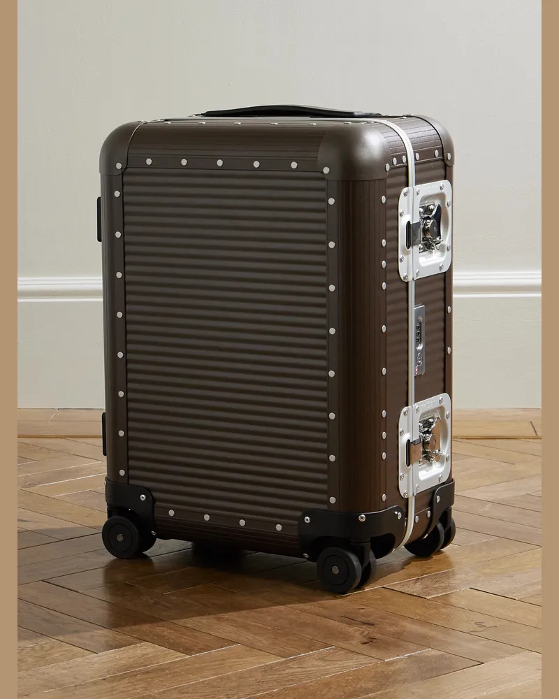 FPM Bank Koffer aus Aluminium mit Rollen und Gummibesatz, 55 cm Braun