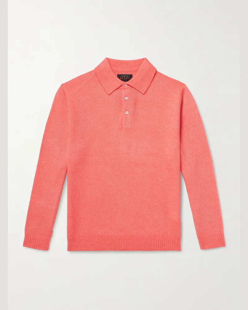 Beams Plus Pullover aus einer Wollmischung mit Polokragen Pink
