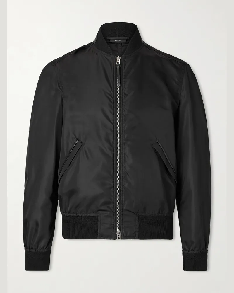 Tom Ford Silk Bomber Jacket Black