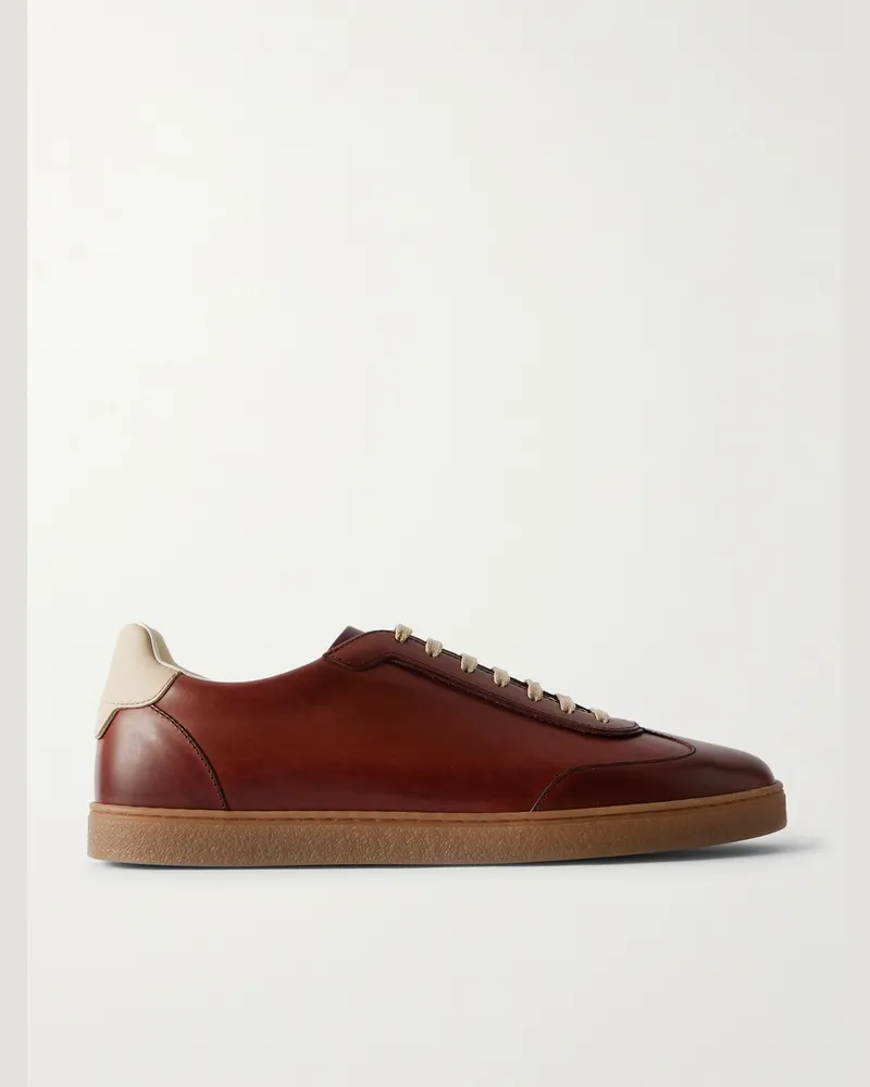 Brunello Cucinelli Coda Di Rondine Leather Sneakers Brown