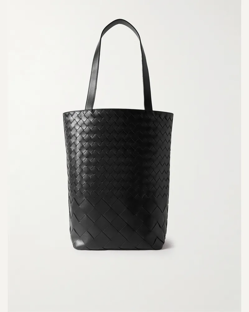Bottega Veneta Small N/S Tote aus Intrecciato-Leder Schwarz