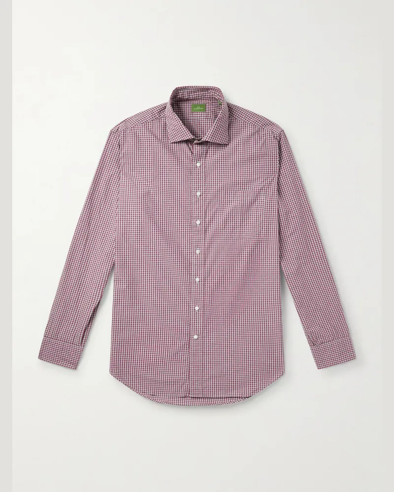 Sid Mashburn Hemd aus Baumwollpopeline mit Gingham-Karo Rot