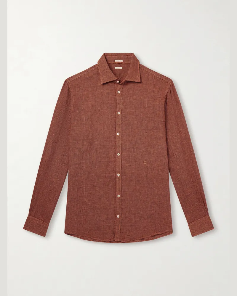 Massimo Alba Genova Hemd aus Baumwolle mit Hahnentrittmuster Orange