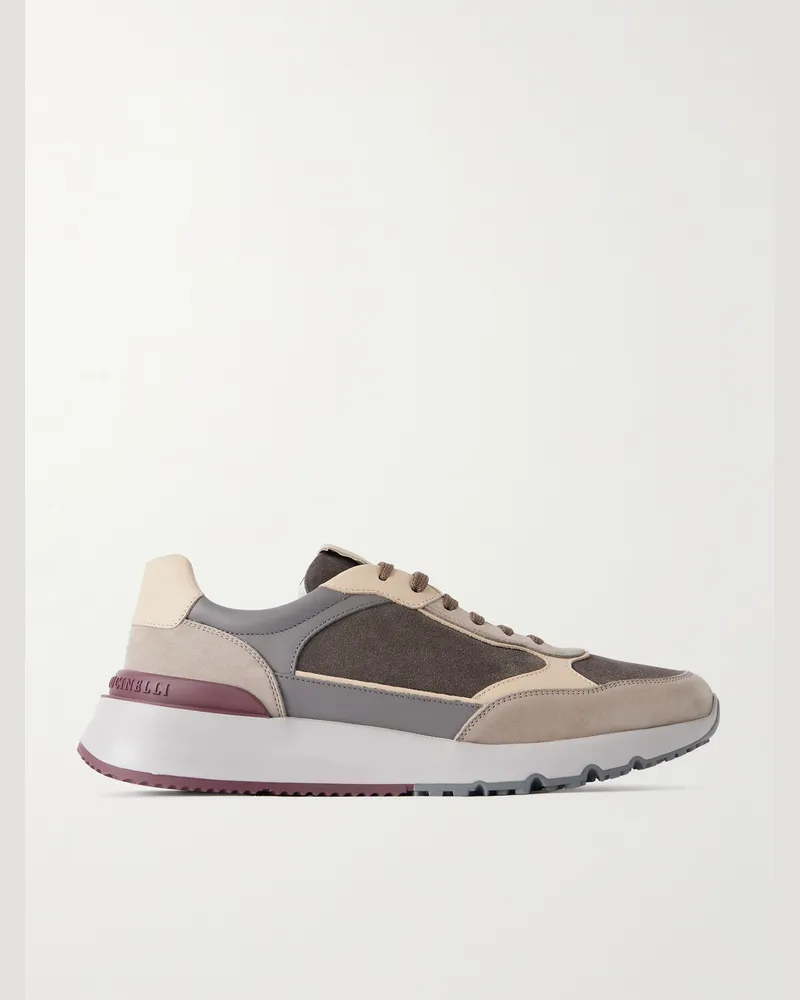 Brunello Cucinelli Leather and Suede Sneakers Gray