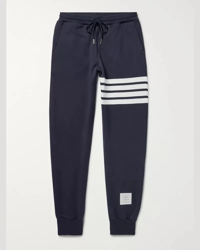 Thom Browne Schmal zulaufende Jogginghose aus Baumwoll-Jersey mit Streifen Blau