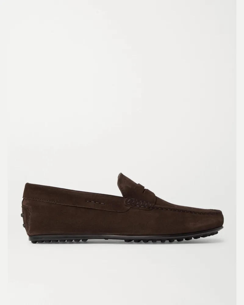 TOD'S Gommino Suede Driving Shoes Brown