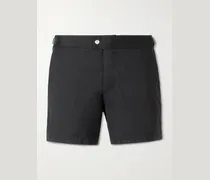 Straight-Leg Mid-Length Piped Swim Shorts