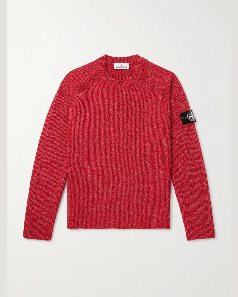 Stone Island Pullover aus reflektierendem Rippstrick mit Logodetail Rot