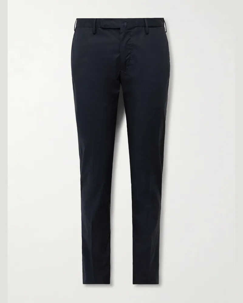 Incotex Venezia 1951 schmal geschnittene Hose aus Popeline aus einer Baumwollmischung Blau