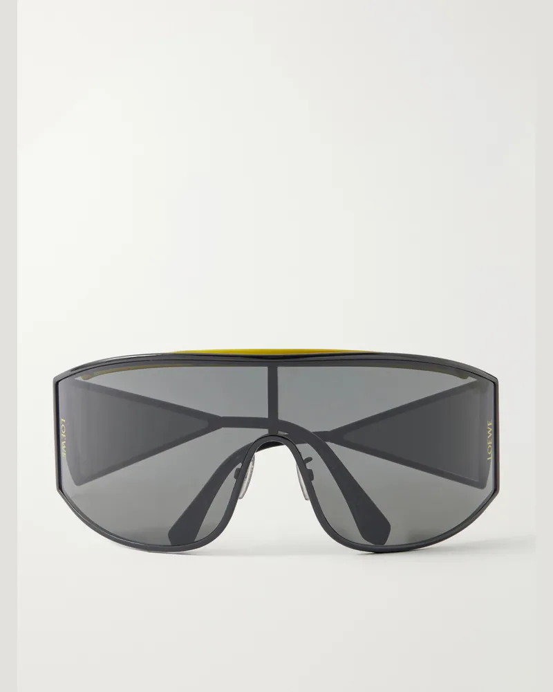 Loewe Speed Shield Aviator-Style Metal Sunglasses Black