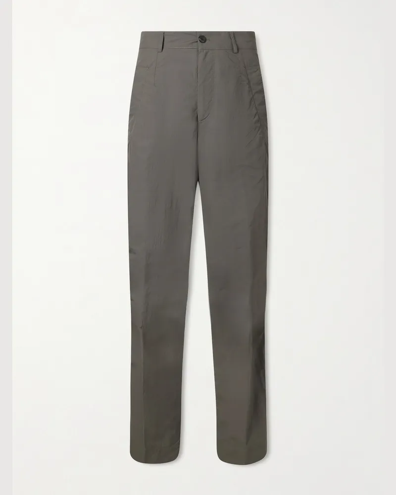 Dries van Noten Straight-Leg Shell Trousers Gray