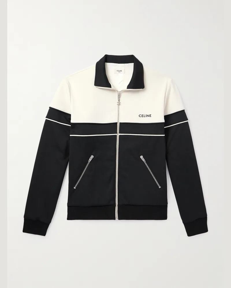Celine Trainingsjacke aus Jersey in Colour-Block-Optik mit Logostickerei Schwarz