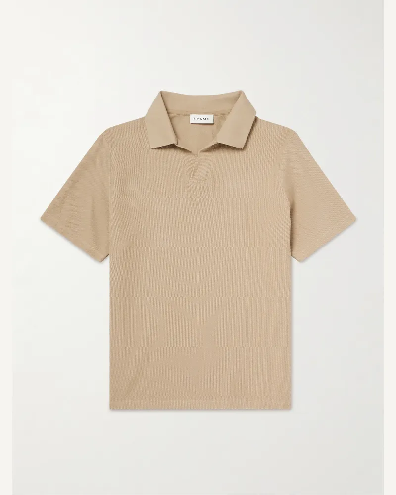 Frame Denim Cotton-Piqué Polo Shirt Neutrals