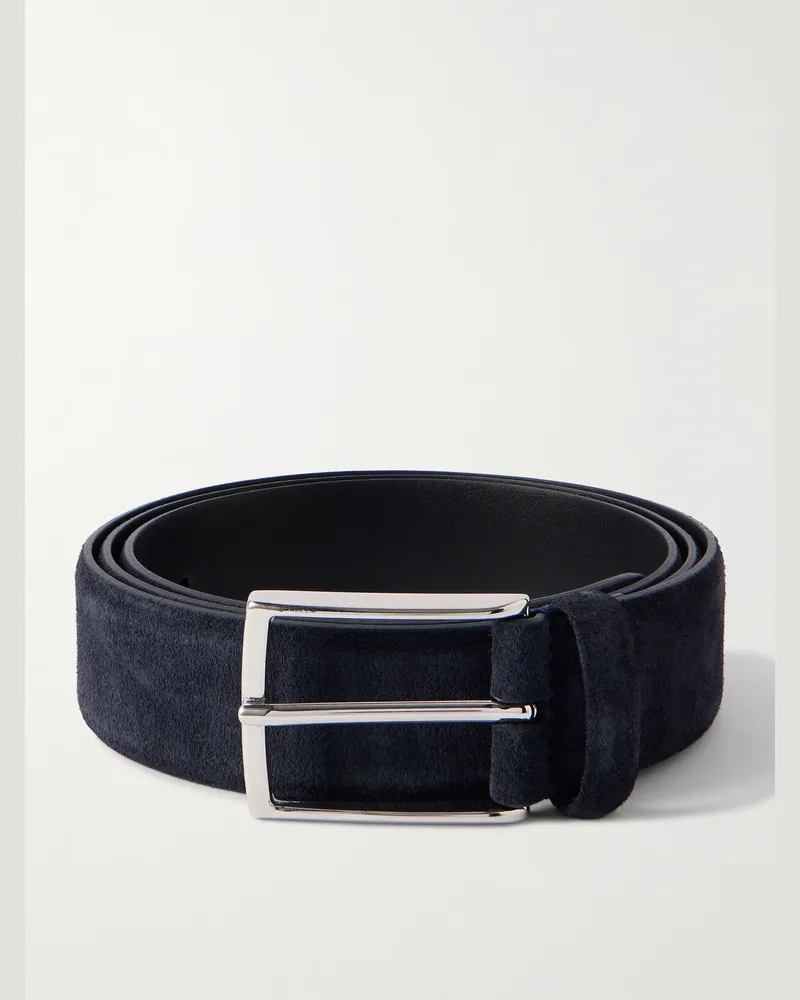 Anderson's 3.5cm Navy Suede Belt Blue