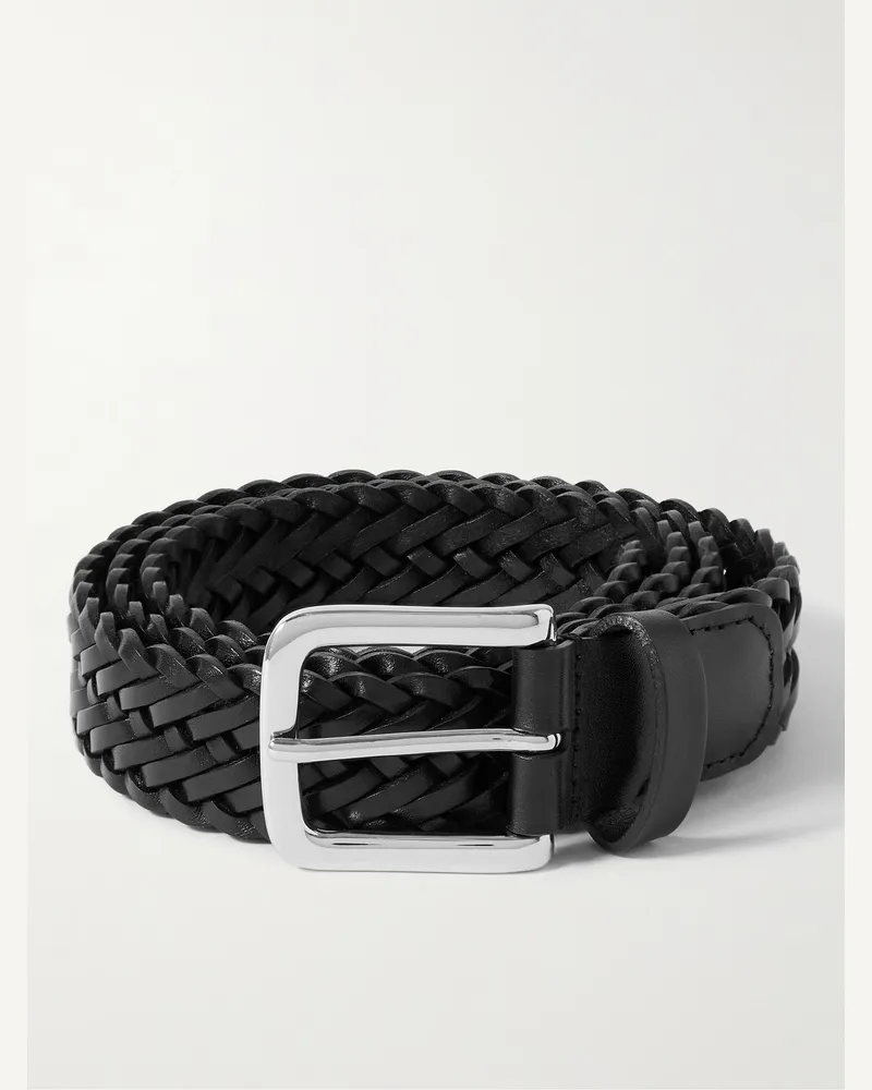 Anderson's 3cm Woven Leather Belt Black