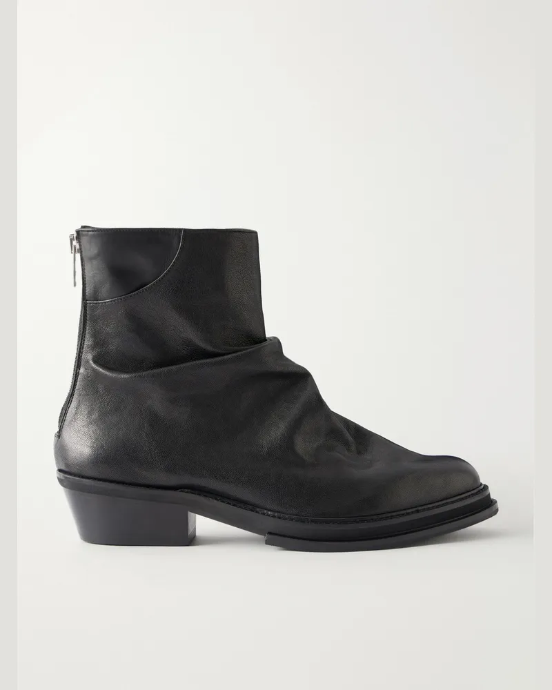 FourTwoFour on Fairfax Marathon Cowboy Leather Boots Black