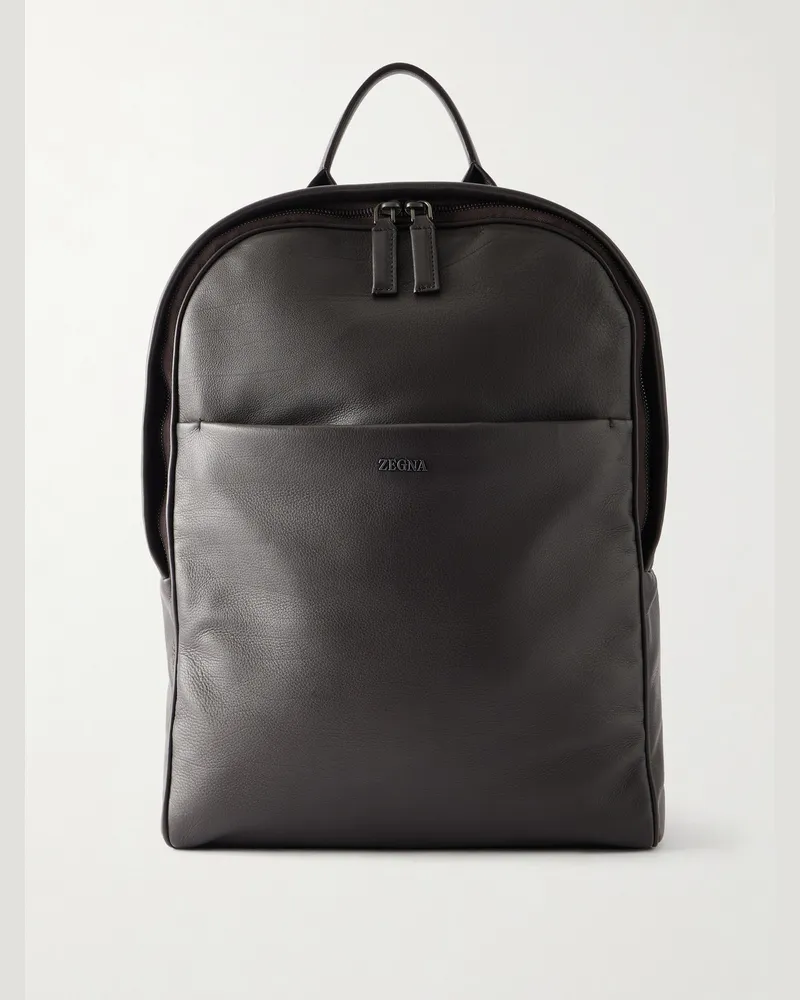 Ermenegildo Zegna Leather Backpack Brown