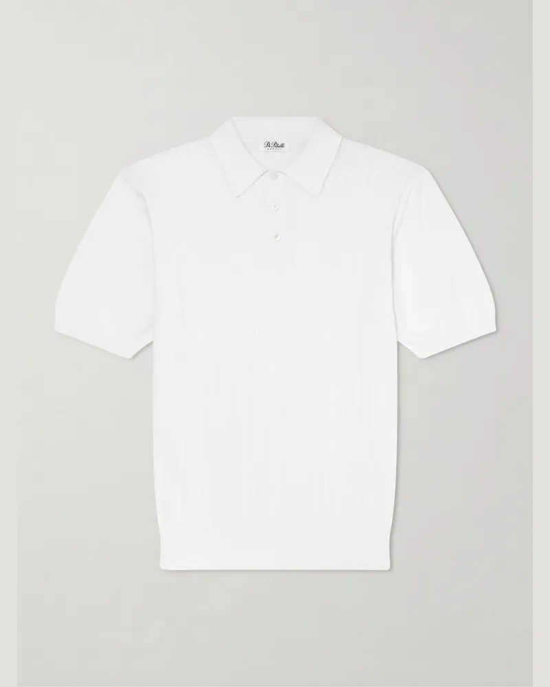 De Petrillo Ribbed Cotton Polo Shirt White