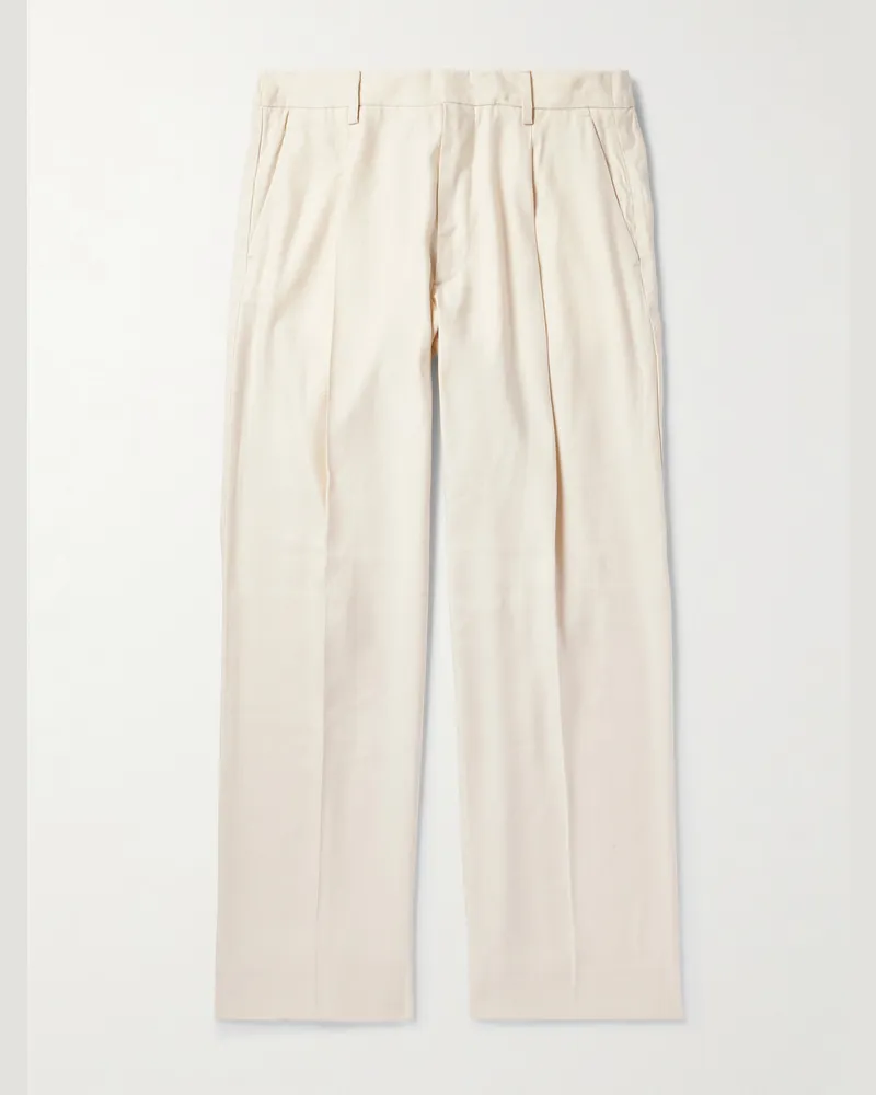 NN 07 Kay 1808 Straight-Leg LENZING™ ECOVERO™ and Linen-Blend Trousers Neutrals