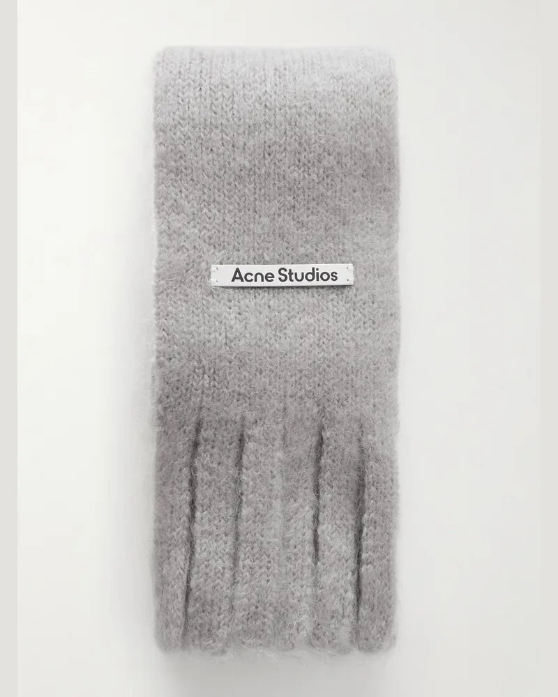 Acne Studios Kinna Skinny Schal aus einer Mohair-Wollmischung mit Fransen Grau