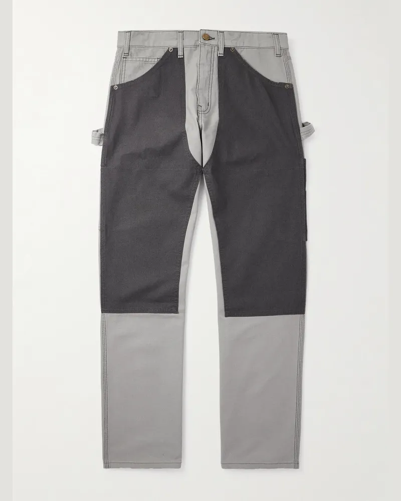 Cherry Los Angeles Straight-Leg Double-Knee Cotton-Canvas Trousers Gray