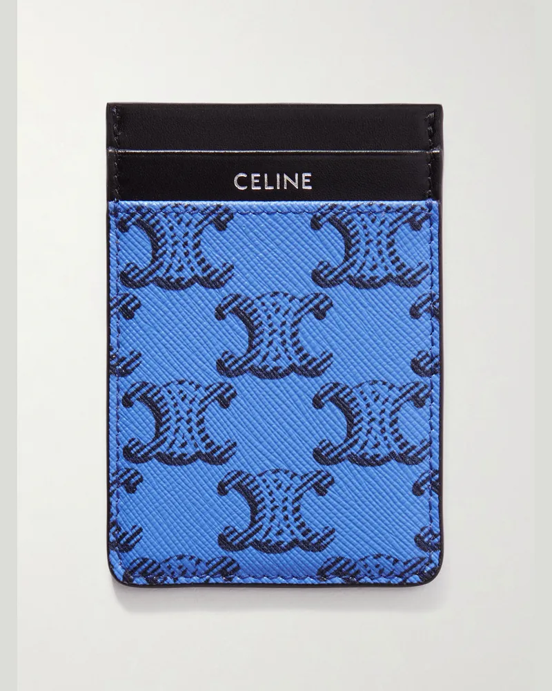 Celine Triomphe Kartenetui aus Leder und Canvas mit Print Blau