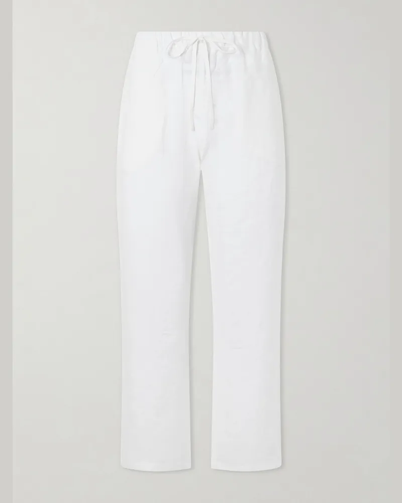 Cherry Los Angeles Straight-Leg Linen Trousers White