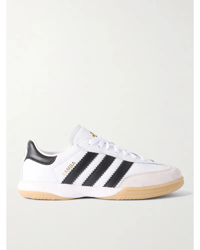 adidas Samba MN Sneakers aus Leder mit Velourslederbesatz Weiß