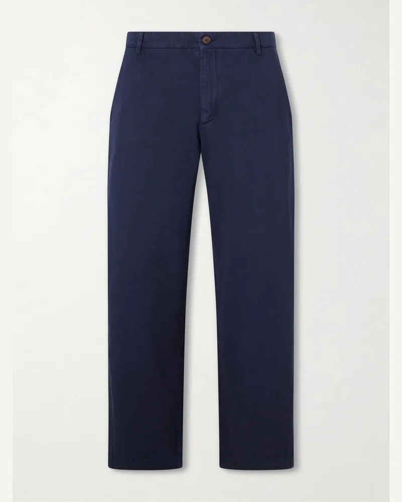MR P. Barrel-Leg Cotton-Twill Trousers Blue