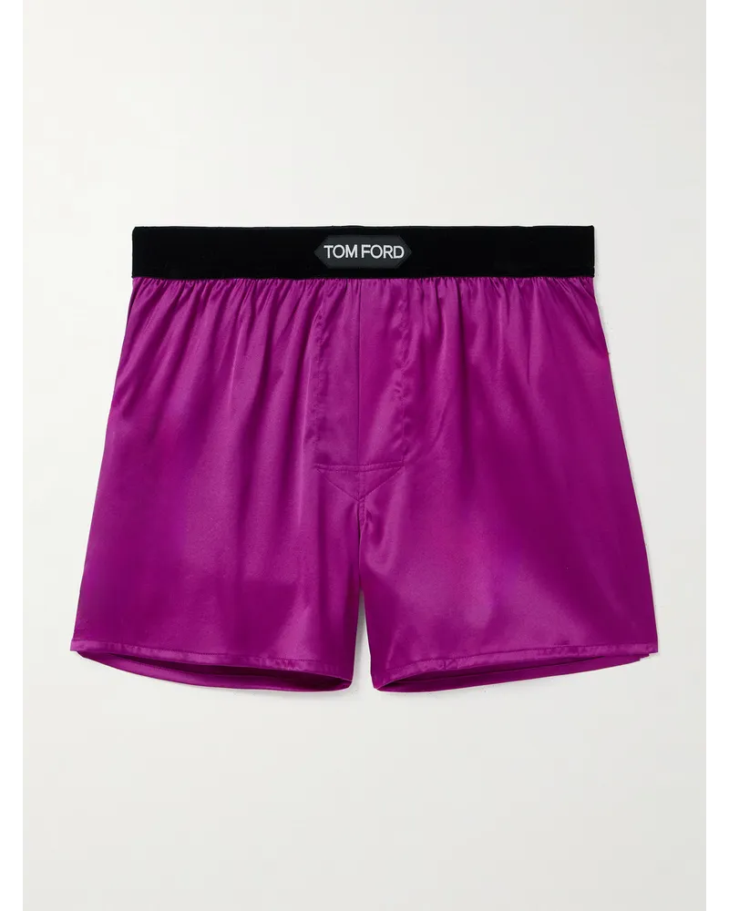 Tom Ford Boxershorts Aus Stretch Seidensatin Mit Samtbesatz Lila