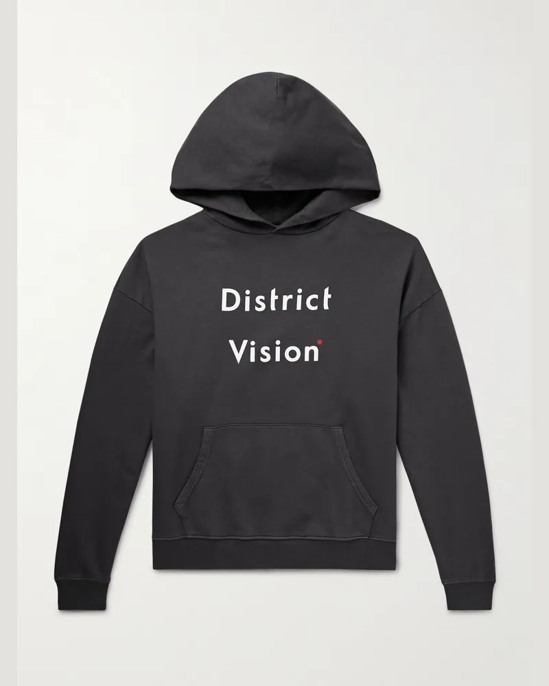District Vision California Hoodie aus Stonewashed-Baumwoll-Jersey mit Logoprint Schwarz