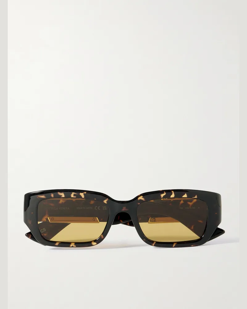 Bottega Veneta Dash Rectangular-Frame Tortoiseshell Acetate Sunglasses Tortoiseshell