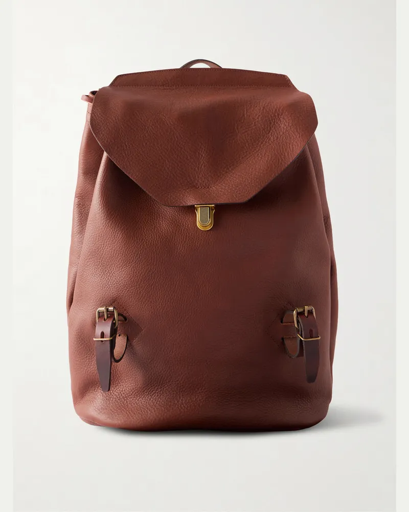 Bleu de Chauffe Zibeline Full-Grain Leather Backpack Brown