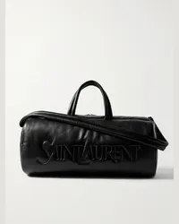 Saint Laurent Weekender aus Leder mit Logoprägung Schwarz