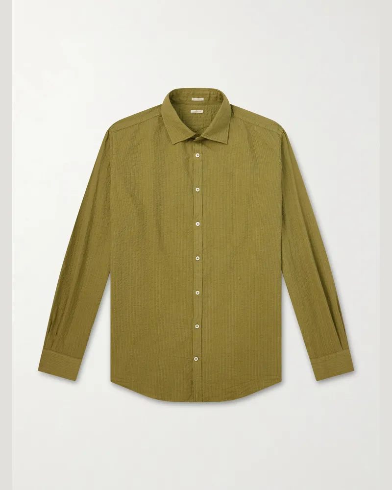 Massimo Alba Genova legeres Hemd aus Baumwolle Grün