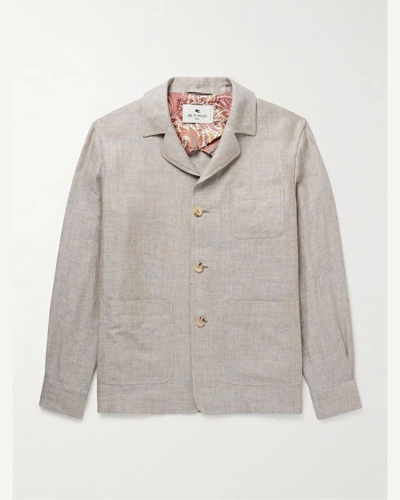 Etro Hemdjacke aus Leinen-Twill Neutral