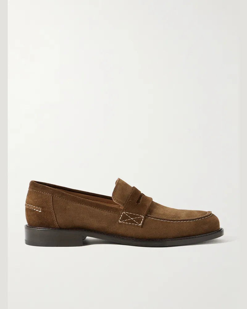 MR P. Scott Pennyloafers aus Veloursleder Braun