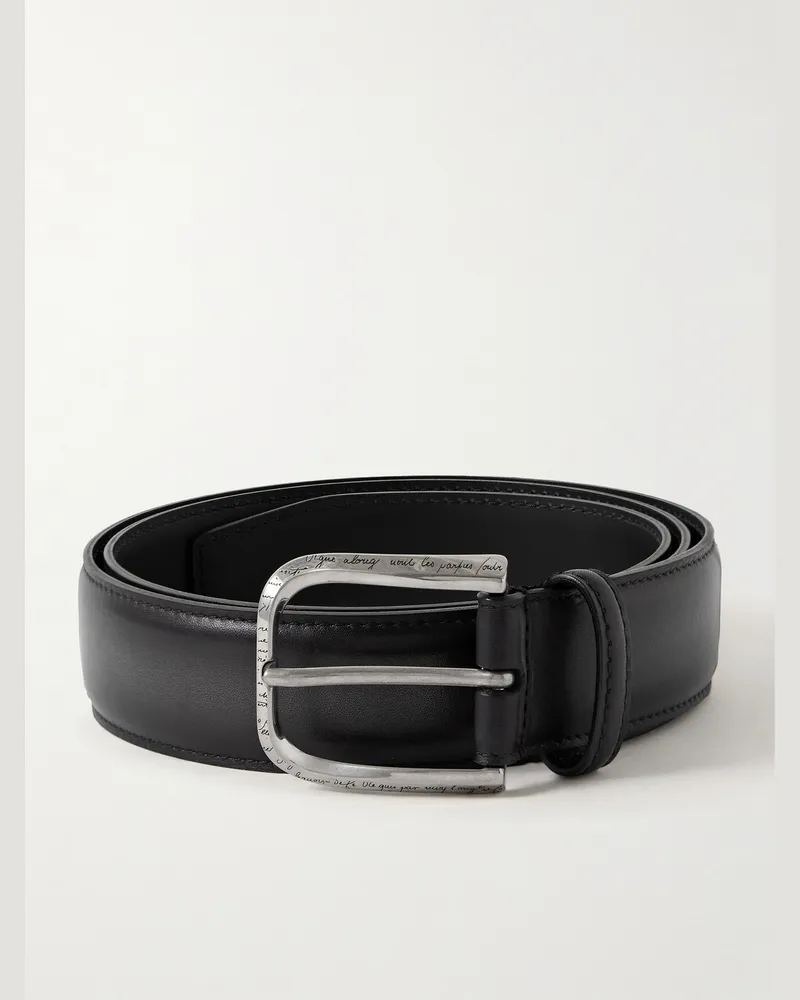 Berluti 3.5cm Scritto Venezia Leather Belt Black