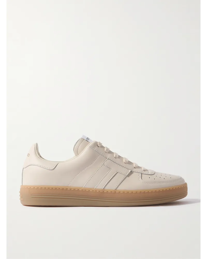 Tom Ford Sneakers aus Leder mit Logoapplikation Neutral