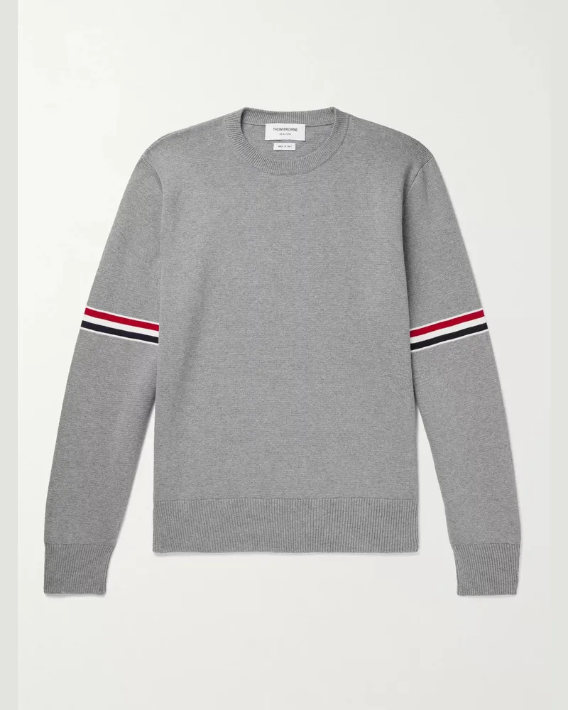 Thom Browne Striped Cotton Sweater Gray