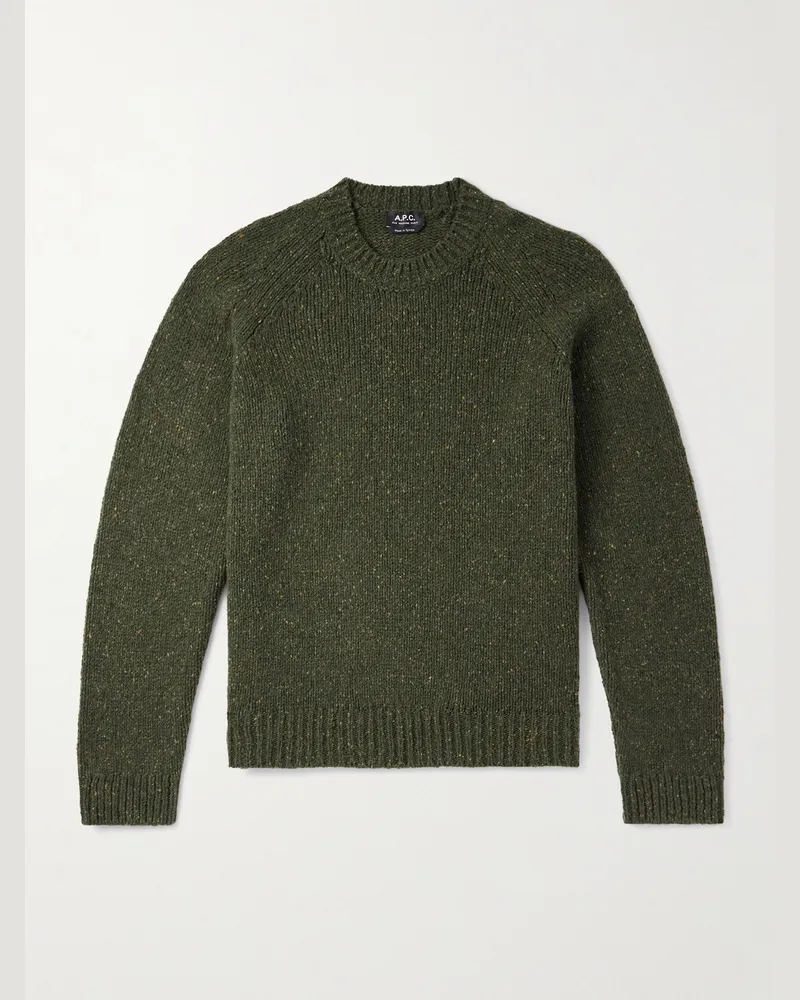 A.P.C. Harris Pullover aus gesprenkelter Merinowolle Grün