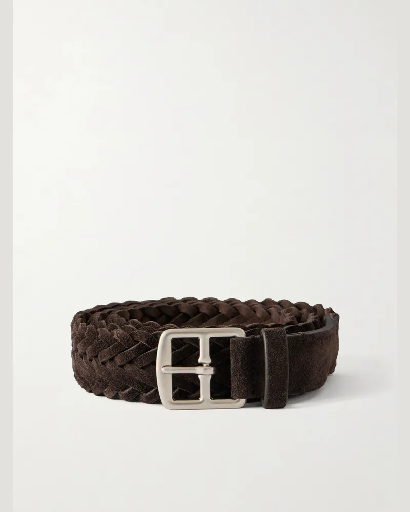 Officine Creative Italia 3cm Woven Suede Belt Brown