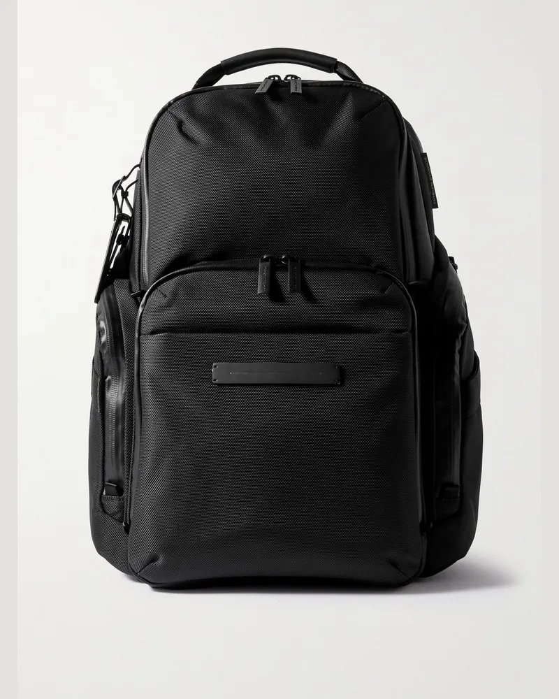 HORIZN STUDIOS Midtown Leather-Trimmed Shell Backpack Black