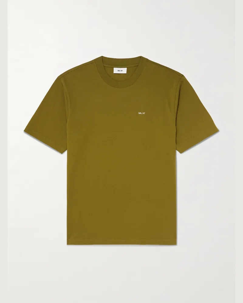 NN 07 Adam 3209 T-Shirt aus Pima-Baumwoll-Jersey mit Logostickerei Grün